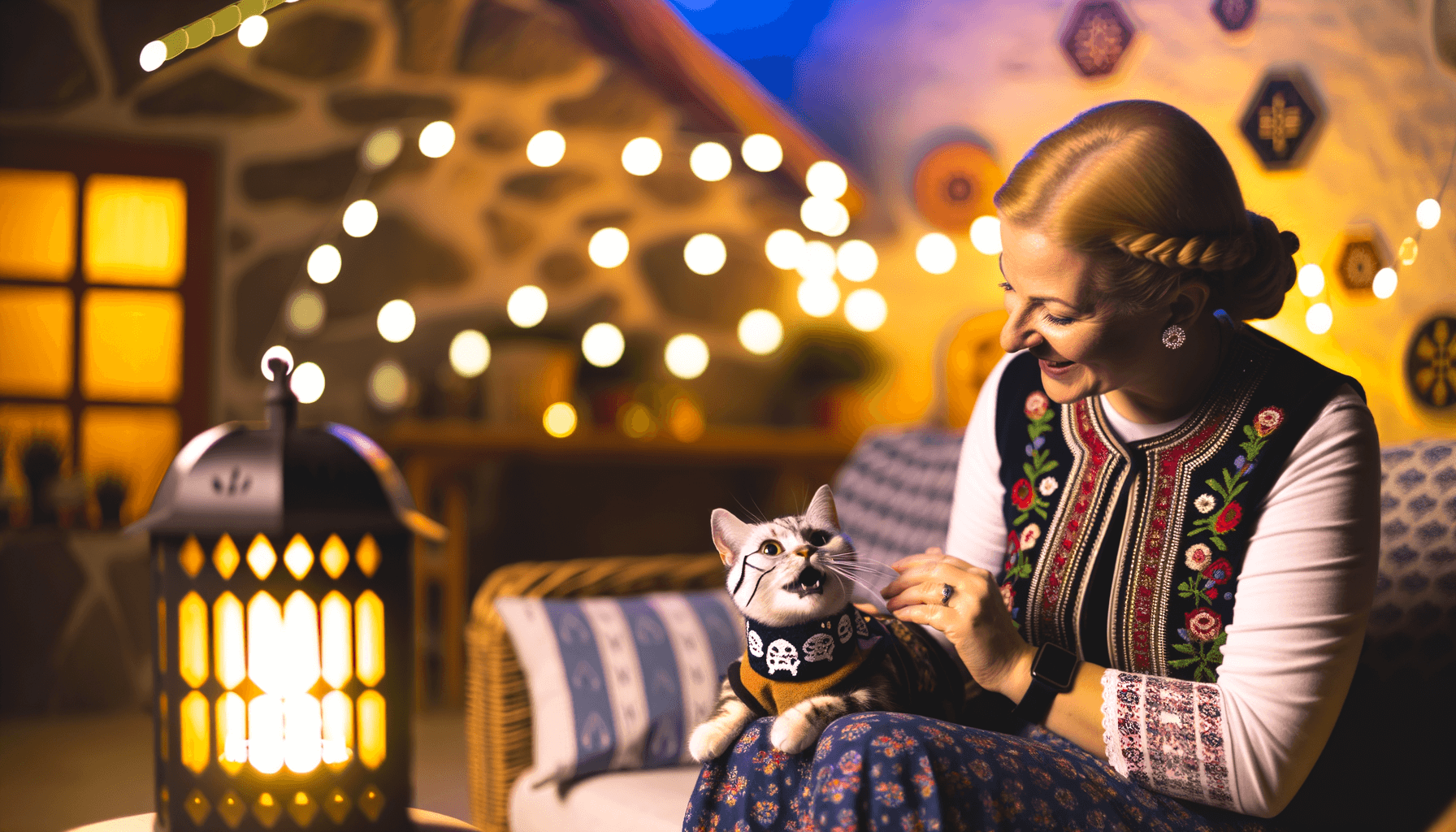 Kocka cleo v kostymu kostry roztomile zpiva na halloween 1761638469074