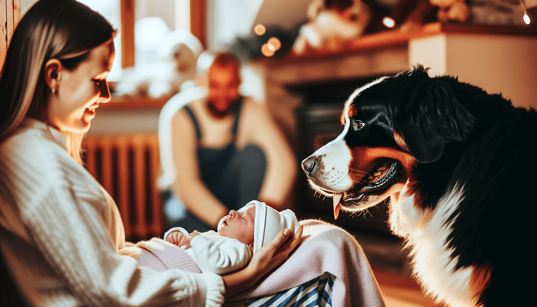 Bernsky salasnicky pes nezne prijme novorozenou dceru rodiny 1764414030692