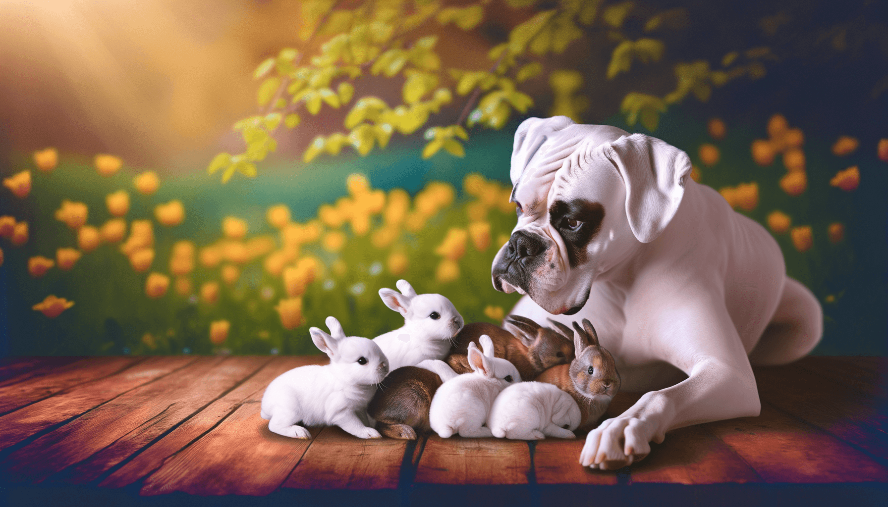 Boxerka lilly pecuje o roztomila kralici mladata a nedavno o 1763290837083