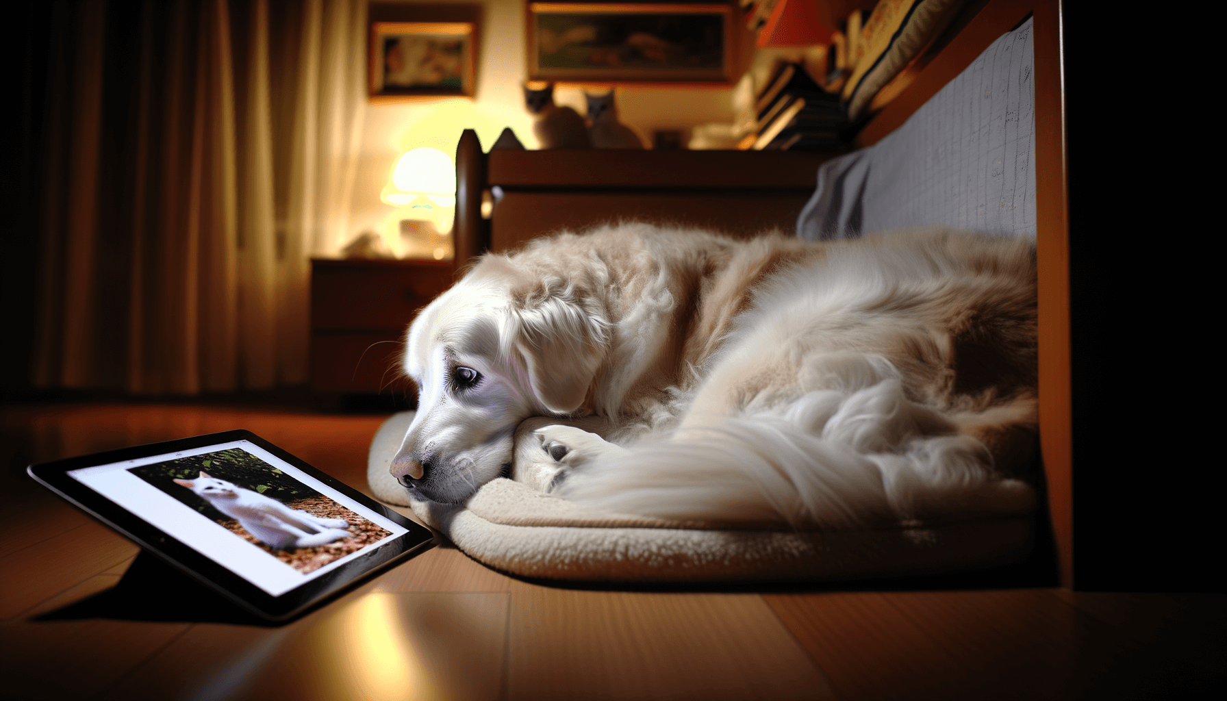 Golden retriever pearl je kralovnou ipadu a nejradeji kouka 1762977661117