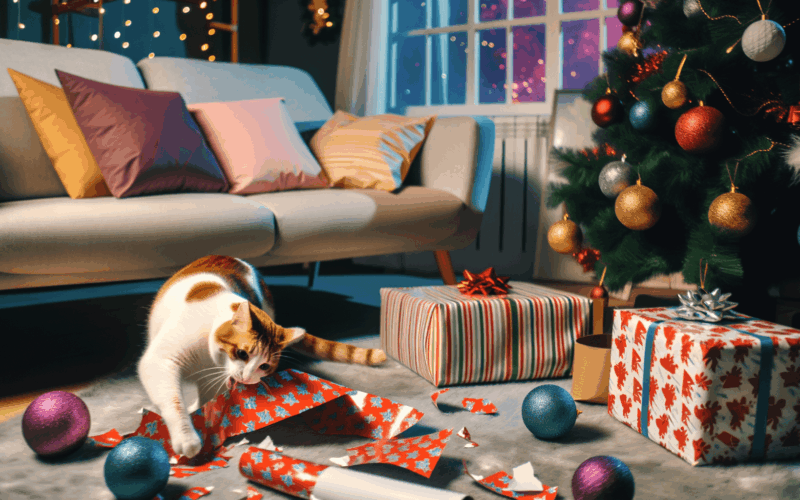 Jak vyfotit viralni vanocni fotky kocek s balicim papirem 1764403269554