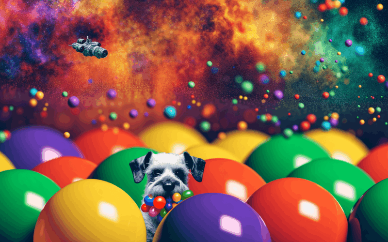 Jezevcik clyde je posedly balonky udrzuje je ve vzduchu jen 1762459240892