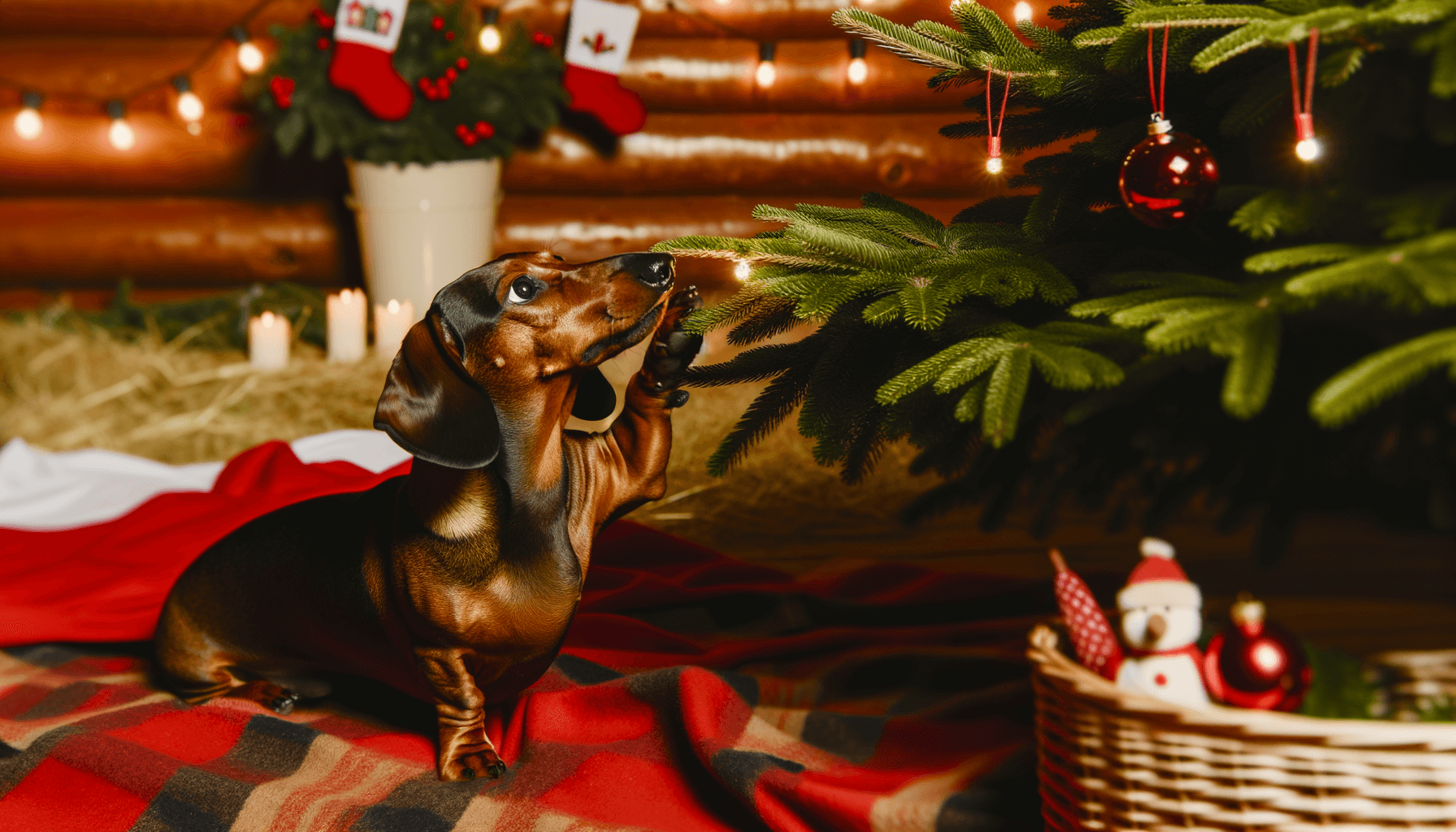 Jezevcik dougie pomaha zdobit vanocni stromecek 1764165640000