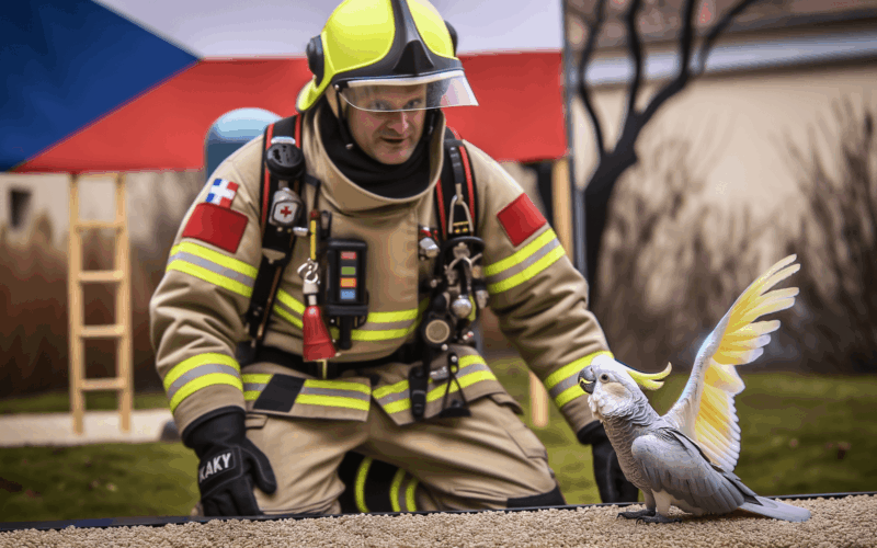 Kakadu furby ztraci hlavu kdyz potka hasice a predvede rados 1762707639766