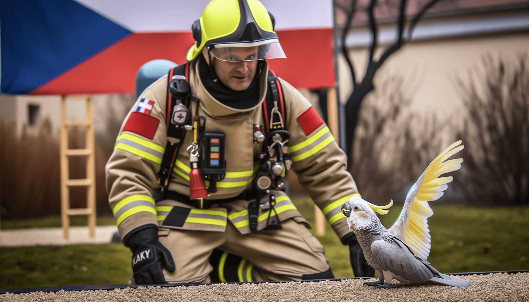 Kakadu furby ztraci hlavu kdyz potka hasice a predvede rados 1762707639766