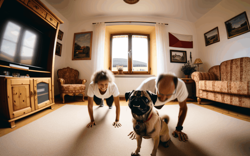 Shmoo pomaha mamince pri domacim cviceni 1764435644557