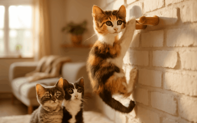 Calico cece kocka ktera se neboji splhat po zdi a zbytek sme 1765666892277