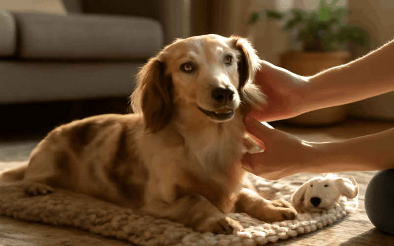 Double dapple jezevcik ollie byl zachranen i pres problemy s 1766538082099