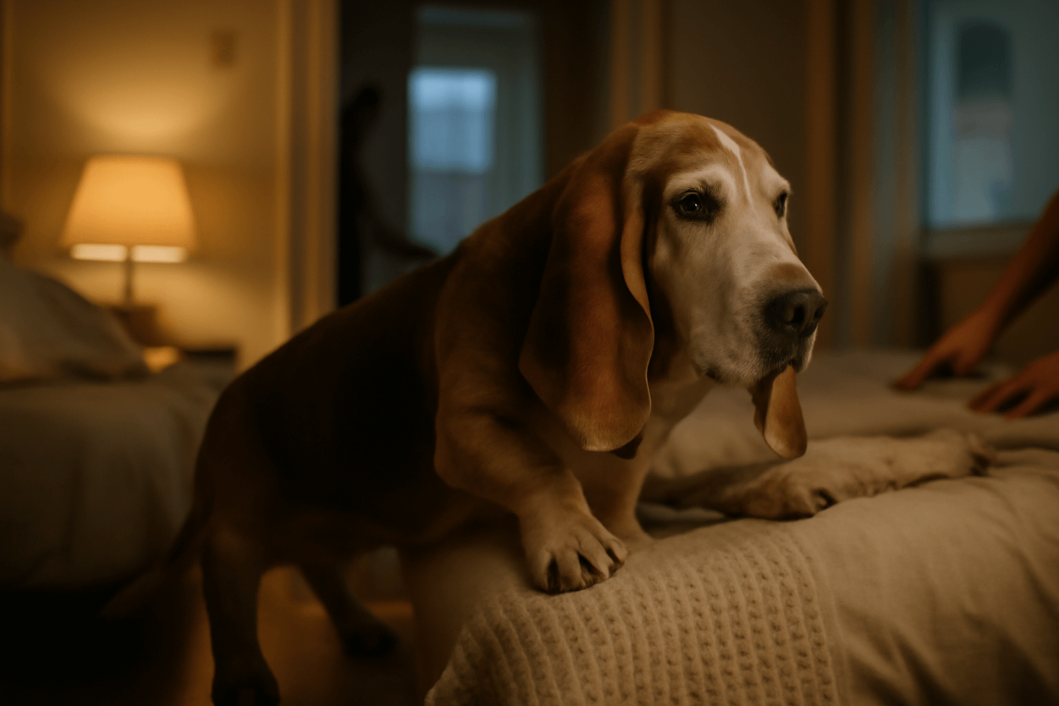 Duke si sam dojde do postele dojemne chovani stareho basset 1765774880348