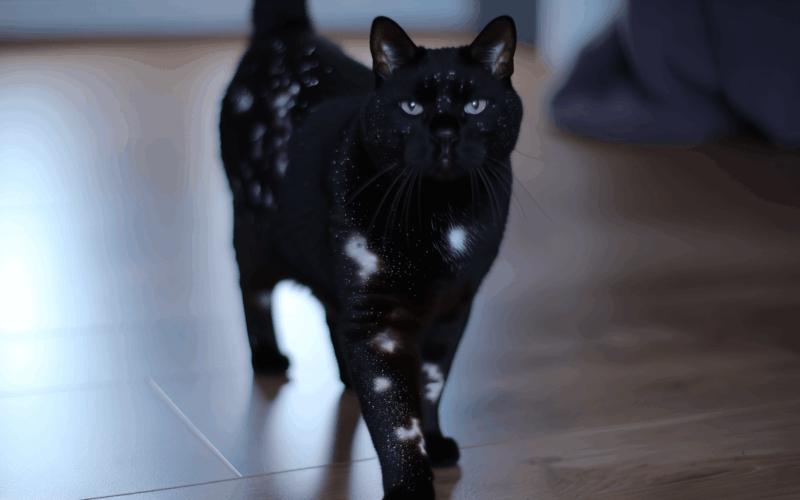 Gatsby cerny kocour jehoz srst vypada jako posypana galaktic 1765407708349