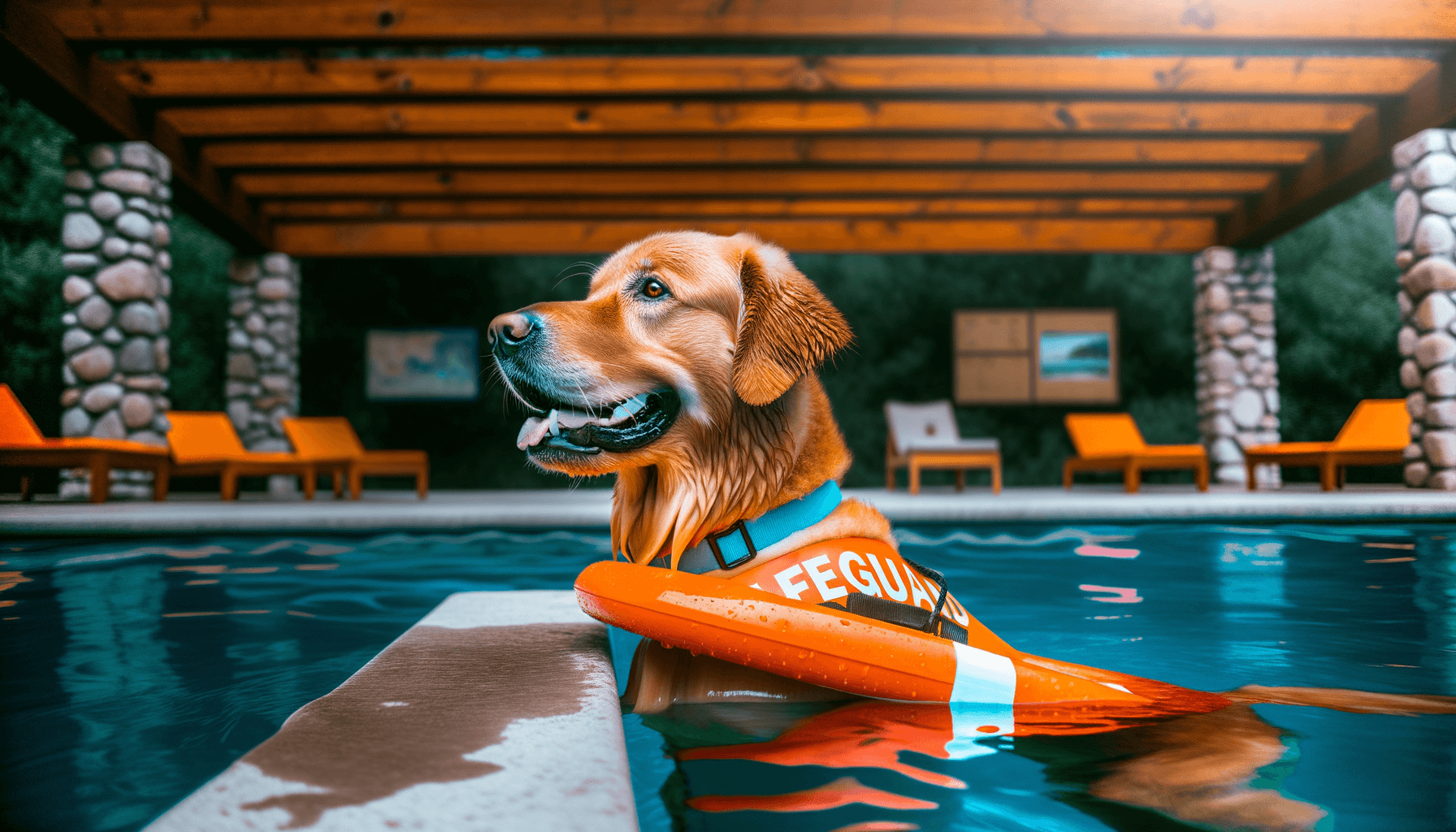 Golden retriever bauer hlida bazen jako opravdovy plavcik 1765321293423