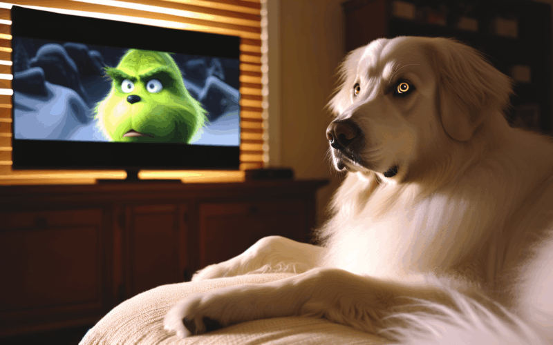 Golden retrivr monk poprve sleduje jak grinch ukradl vanoce 1765371690478