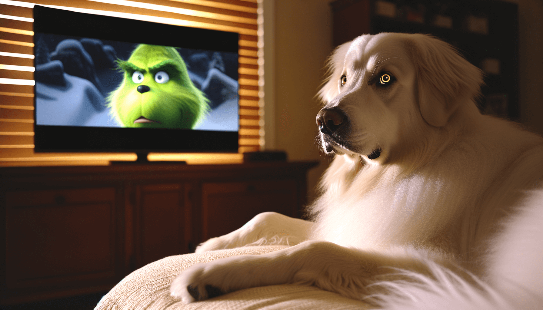 Golden retrivr monk poprve sleduje jak grinch ukradl vanoce 1765371690478