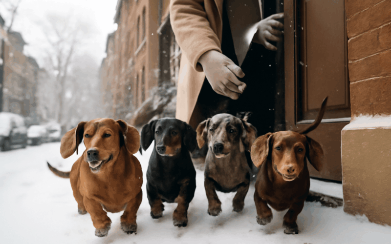 Halley kate a jeji ctyri jezevcici si uzivaji snih v new yor 1767207680685