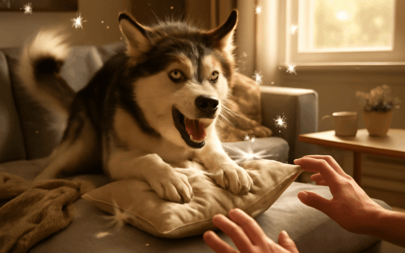 Husky kona predvede epicky zachvat vzteku a pere polstare 1766199699679