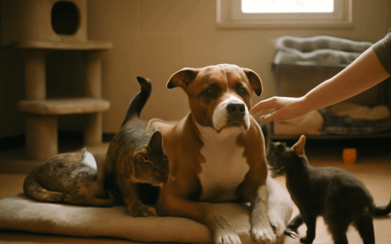 Klidna pitbulka bella pomaha kockam v minnesotskem utulku ci 1765976488618