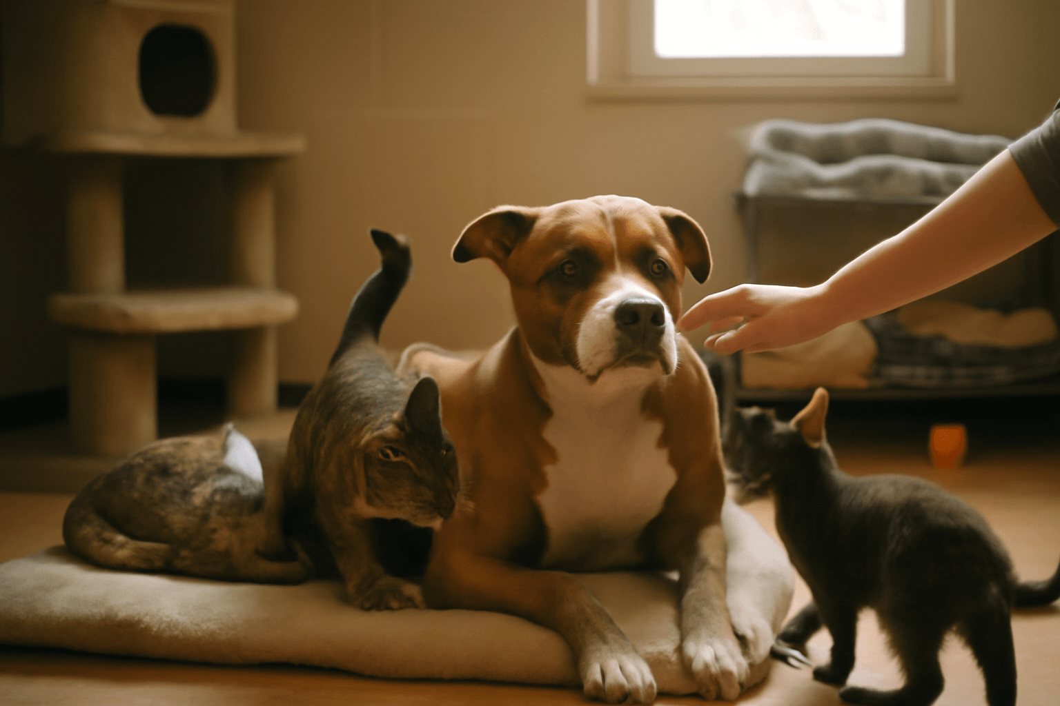 Klidna pitbulka bella pomaha kockam v minnesotskem utulku ci 1765976488618