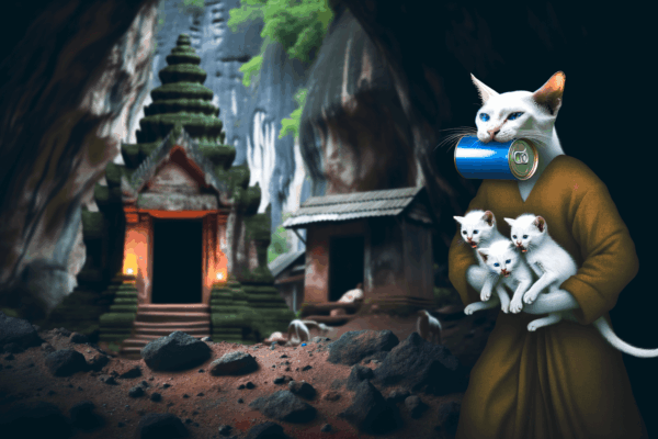 Kocici maminka si odnasi celou konzervu aby nakrmila sva kot 1765062088678