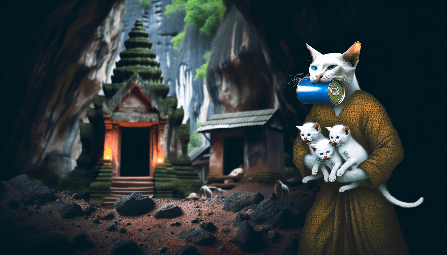 Kocici maminka si odnasi celou konzervu aby nakrmila sva kot 1765062088678