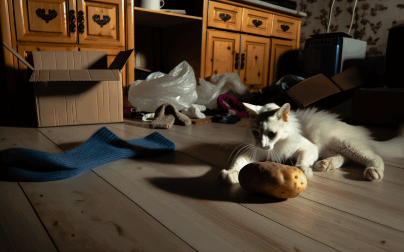 Kocka si uziva hrani s bramborou jako by to byla ta nejlepsi 1765515691477