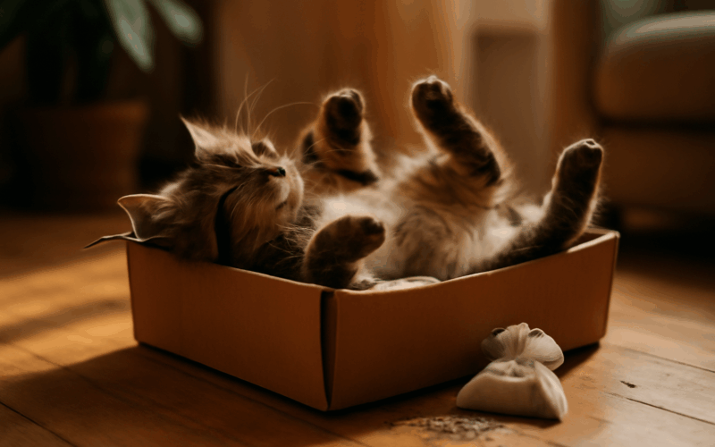 Kotatko river v sedmem nebi staci santa a krabice 1766948492720