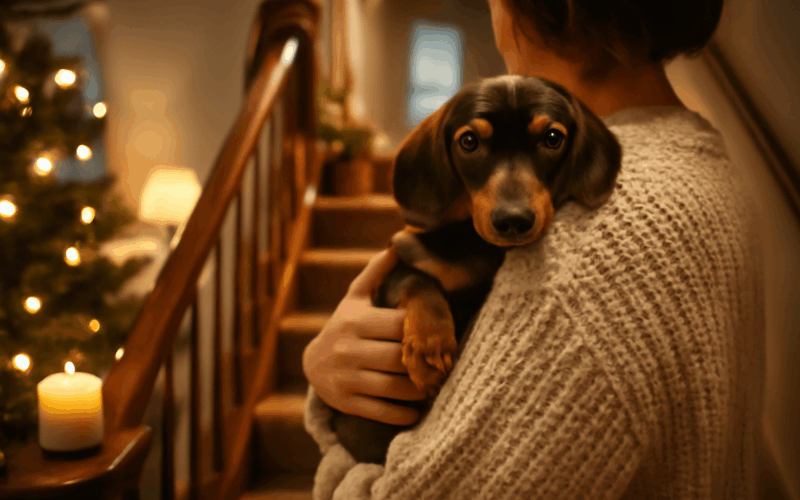 Lady jezevcik pomaha v nocni rutine sve majitelky 1765983684355