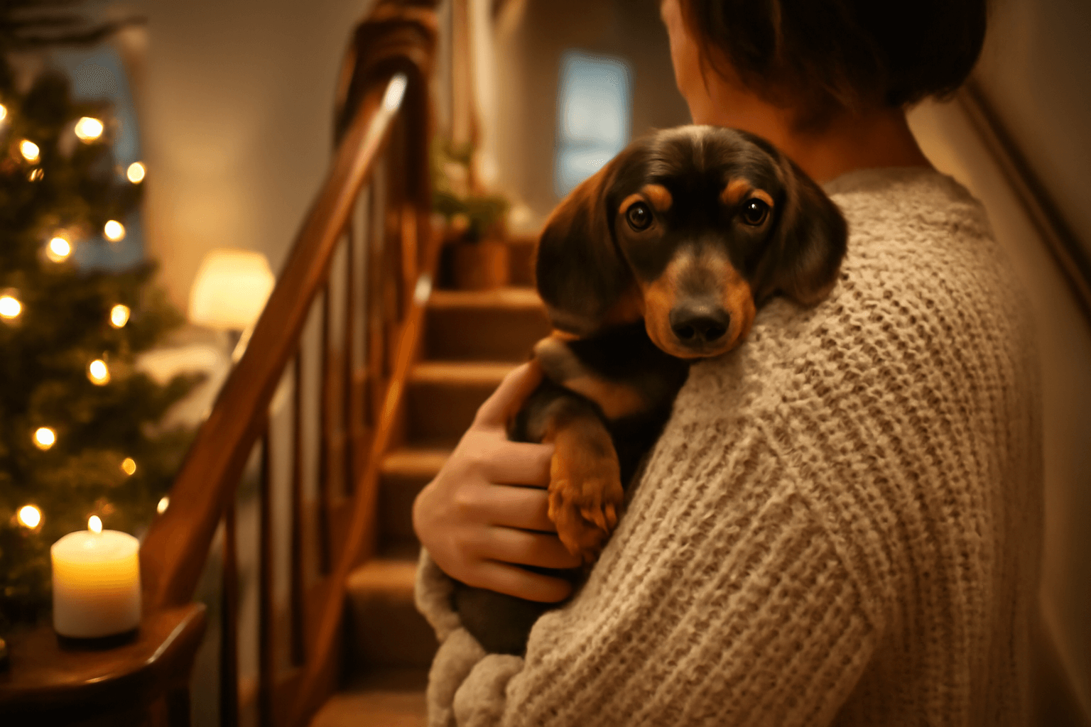 Lady jezevcik pomaha v nocni rutine sve majitelky 1765983684355