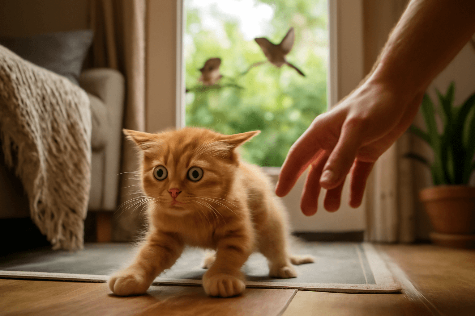 Leo se snazi byt drsnak ale pri setkani s ptaky utece zpatky 1766660478989