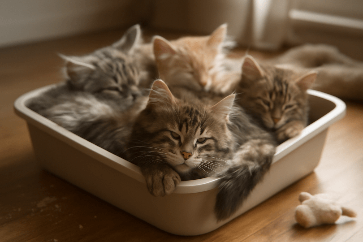 Maine coon kotatka si delaji z podestylky postel 1766854911326