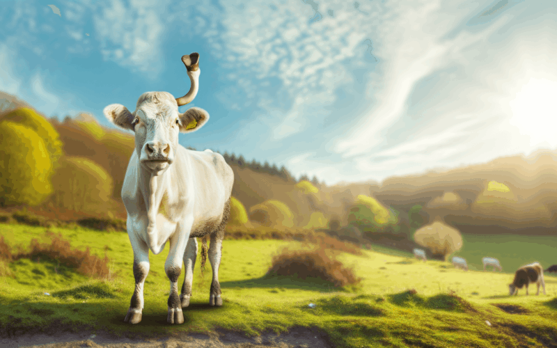 Manny krava ktere sedi na hlave dalsi noha a zije stastne da 1765314100229