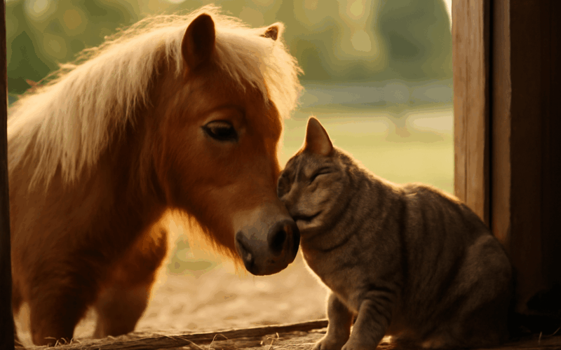 Miniaturni pony strawberry a tabby kocka pratelstvi ktere za 1765724483278