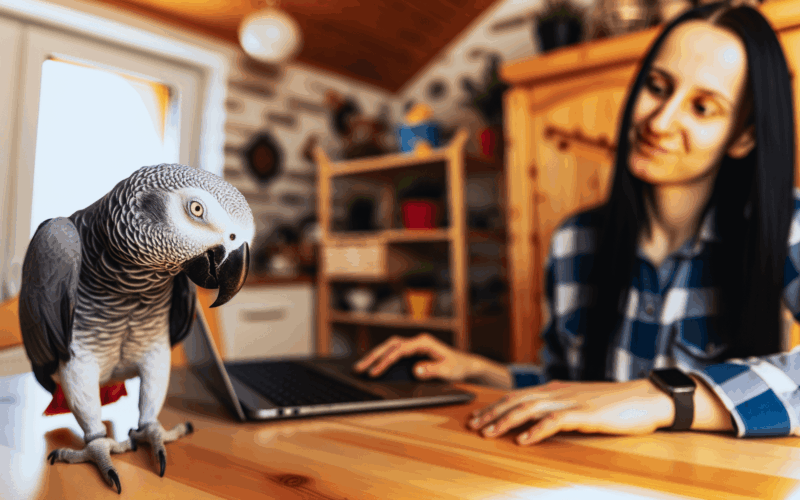 Molly africky sedy papousek ktery doma rozjizdi show 1765126897919