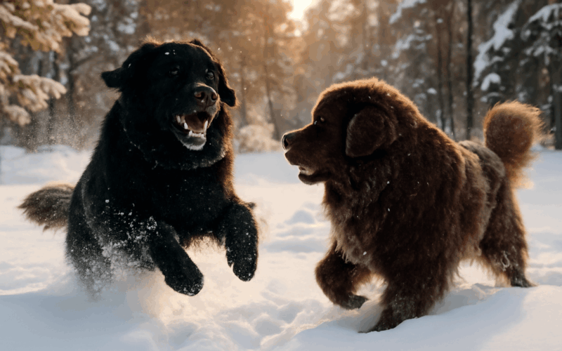 Novofundlandky kelby a nixie si snih uzivaji na plno 1766062887095