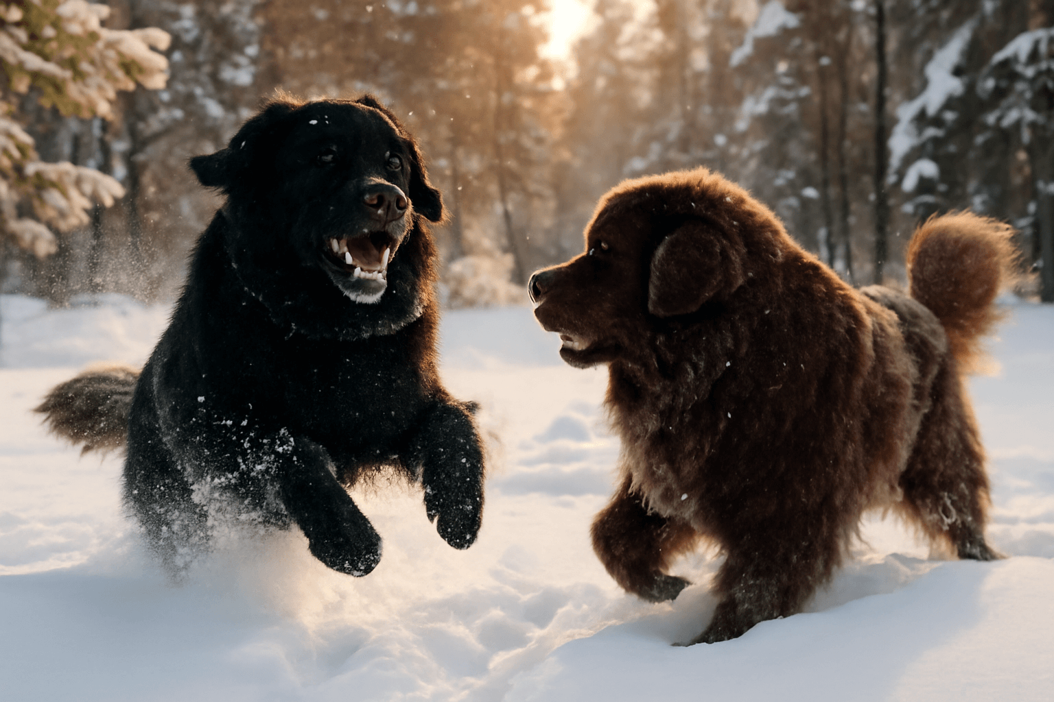 Novofundlandky kelby a nixie si snih uzivaji na plno 1766062887095