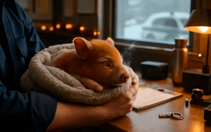 Oranzove selatko nalezeno ve snehu ted odpociva na policejni 1766250089926