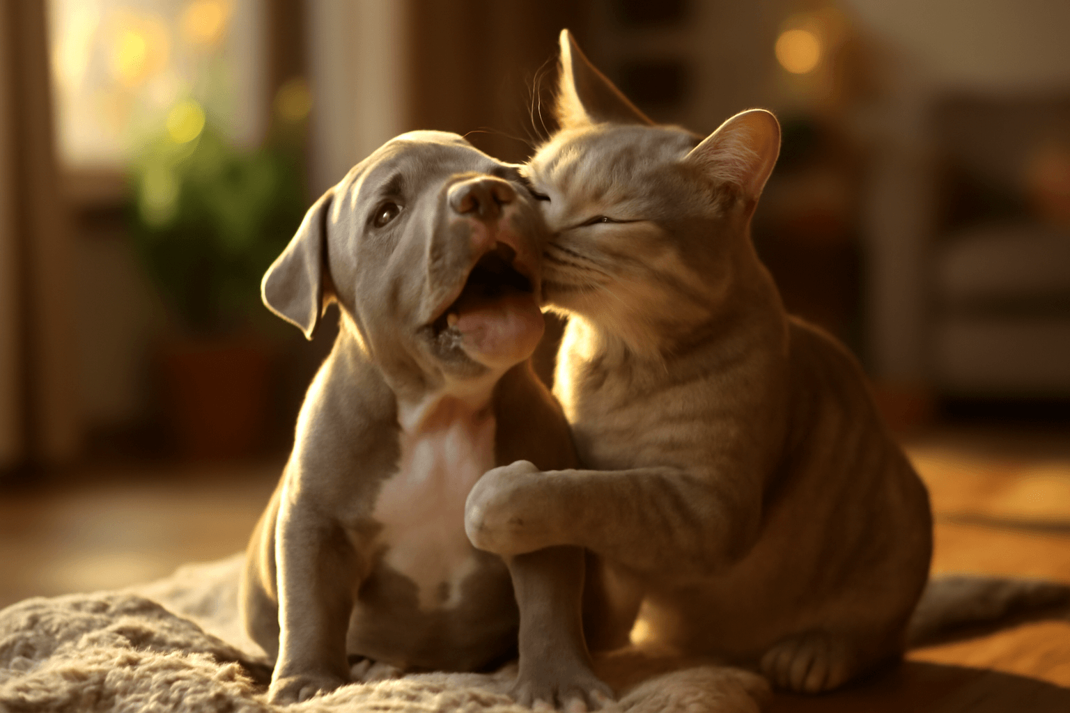 Pitbull vola o pozornost jeho kocici sestra mu nezne odpovi 1766329295239