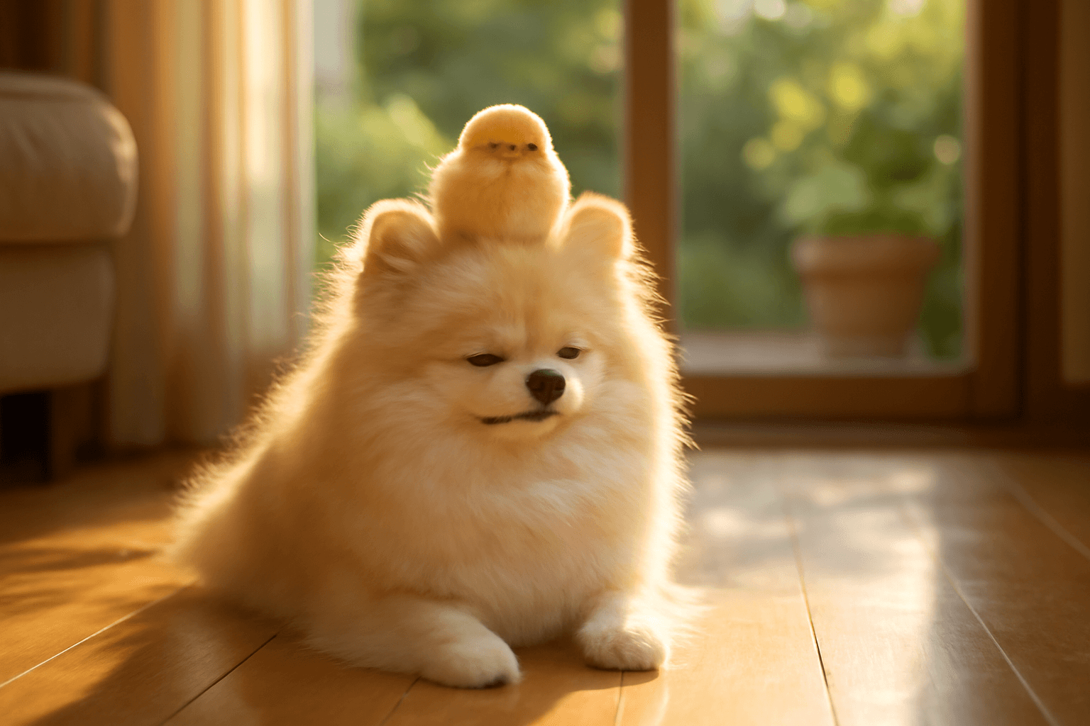 Pomeranian s kuratky chlupaty pecovatel co to bere s naprost 1765832486195