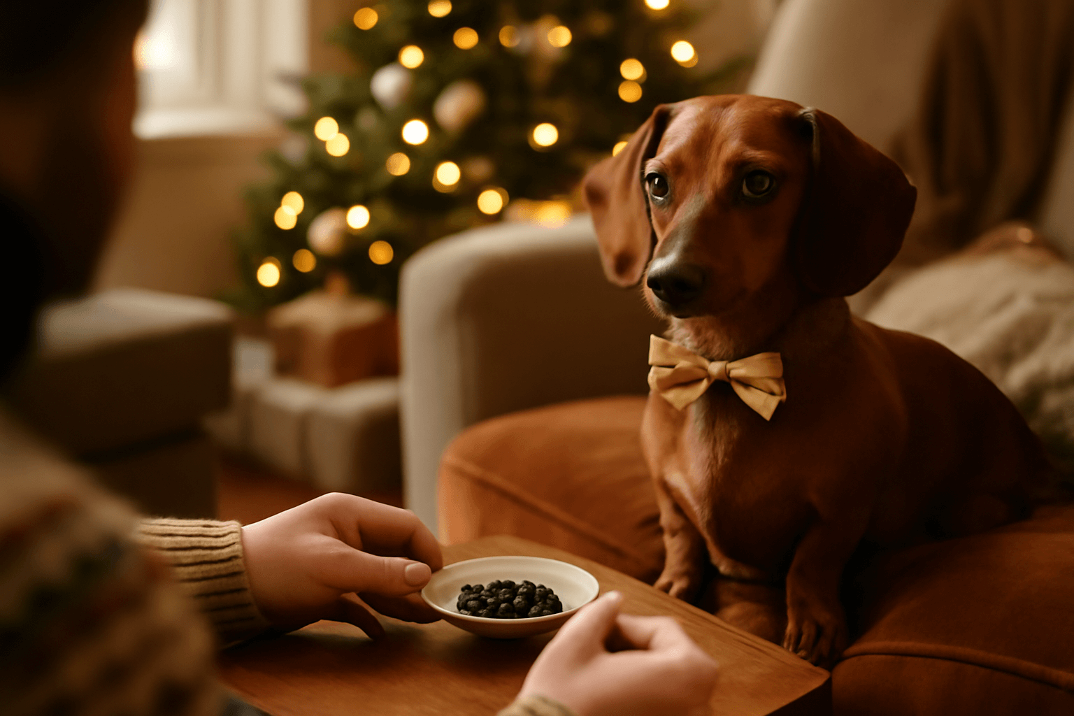 Prvni vanoce s novym psem jezevcice lady oslnuje ve svatecni 1767099678038