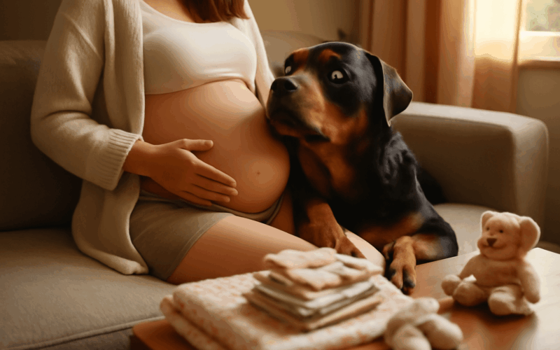 Rottweiler ktery se nemuze dockat prichodu miminka 1766156498092