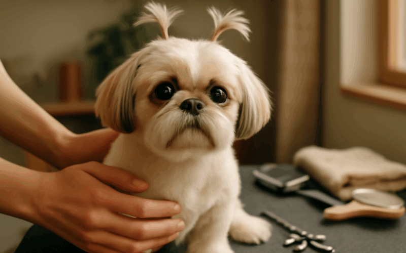 Shih tzu george po uprave srsti vypada jako postava ze star 1766602888820