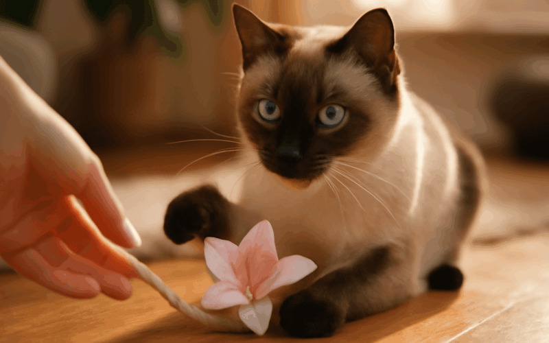 Siamska kocka se silhavyma modryma ocima a dokonalym vzorem 1767135690964