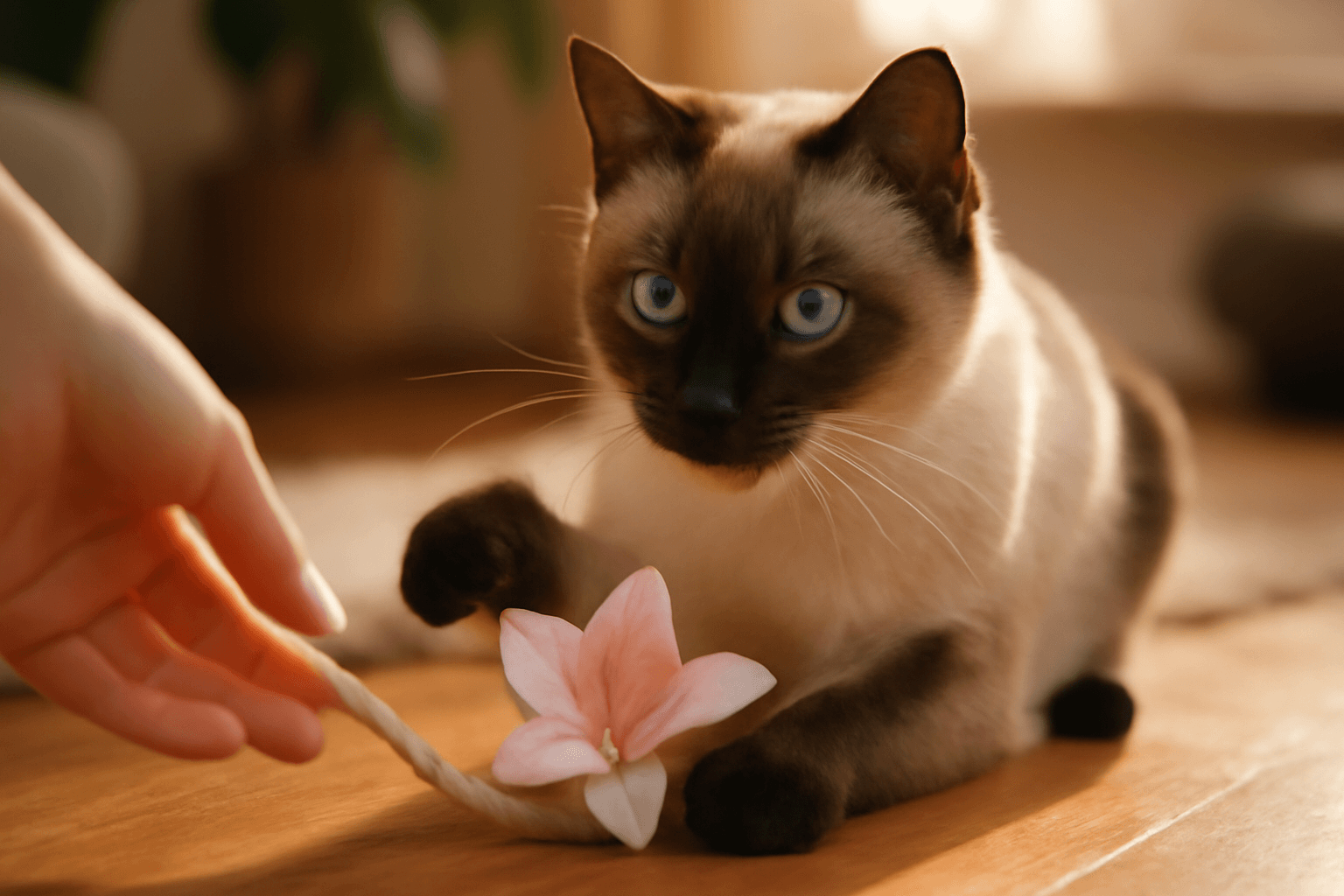 Siamska kocka se silhavyma modryma ocima a dokonalym vzorem 1767135690964