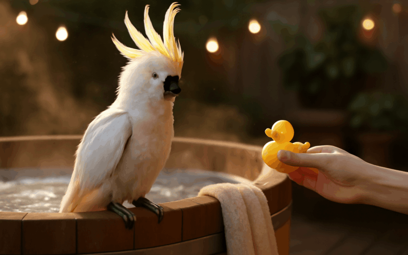 Sir bentley kakadu ktery ma svet pod nohama a rad se koupe v 1765738877892