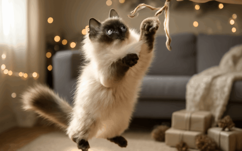 Tahle rozverna ragdollka skace az ke stropu behem svatecni s 1766977289829