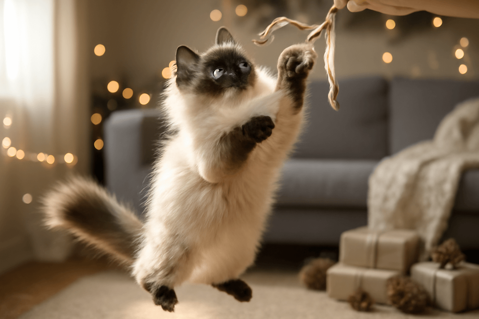 Tahle rozverna ragdollka skace az ke stropu behem svatecni s 1766977289829