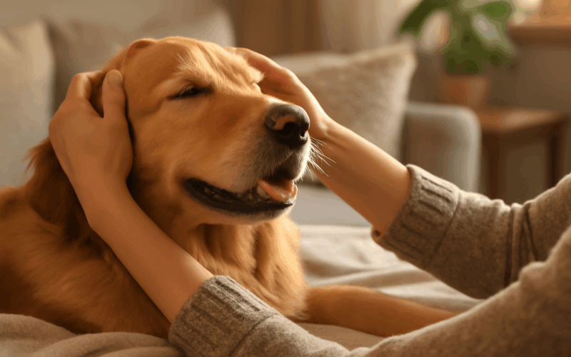 Wally zlaty retrivr si naplno uziva masaz hlavy 1765998114342