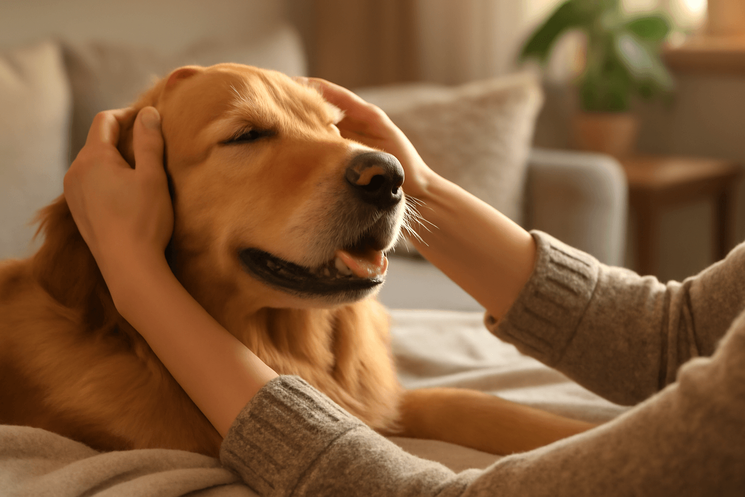 Wally zlaty retrivr si naplno uziva masaz hlavy 1765998114342