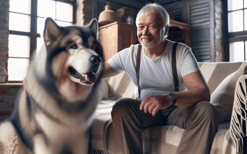 Zachraneny aljassky malamut neustale lpi na svem panovi 1765465311777