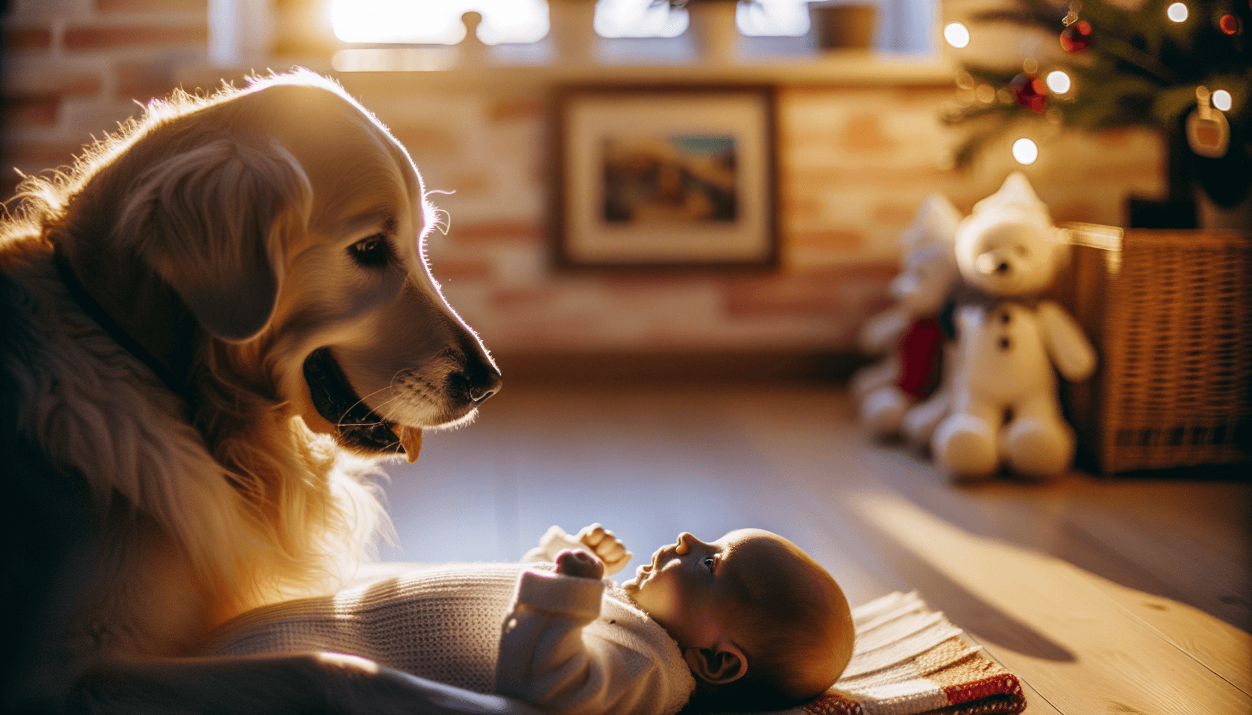 Zlaty retrivr jako starsi bratr nezne pecuje o miminko se sk 1765306884184