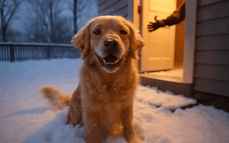 Zlaty retrivr odmita jit dovnitr snih je proste lepsi 1766530877375